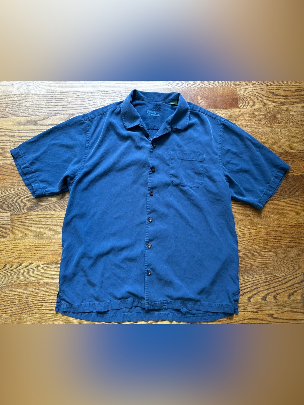 Tommy Bahama 100% Silk Camp Shirt Men’s Large Blue Short Sleeve